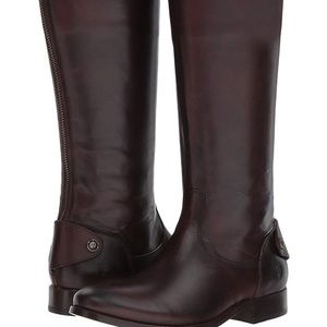 FRYE Melissa Button Back Zip Boots in Dark Brown